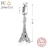 925 Silver Eiffel Tower Pendant Charm Bead for Bracelet Necklace