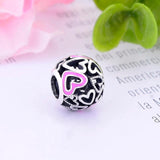 925 Silver Pink Heart Bead for Pan Charm Bracelet