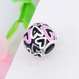 925 Silver Pink Heart Bead for Pan Charm Bracelet