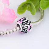 925 Silver Pink Heart Bead for Pan Charm Bracelet