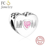 925 Sterling Heart Love Charms Beads for Mom Bracelet