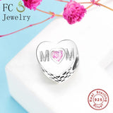 925 Sterling Heart Love Charms Beads for Mom Bracelet