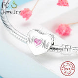 925 Sterling Heart Love Charms Beads for Mom Bracelet