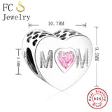 925 Sterling Heart Love Charms Beads for Mom Bracelet