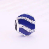 925 Silver Enamel Zircon Stripe Bead Charm Bracelet for Women