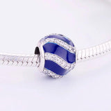 925 Silver Enamel Zircon Stripe Bead Charm Bracelet for Women