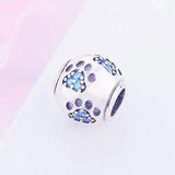 925 Silver Dog Bear Paw Zircon Bead for Pan Bracelet