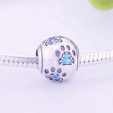 925 Silver Dog Bear Paw Zircon Bead for Pan Bracelet