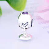 925 Silver Red CZ Wine Cup Glass Bead for Charm Bracelet