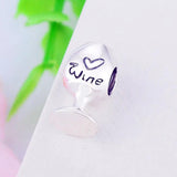 925 Silver Red CZ Wine Cup Glass Bead for Charm Bracelet