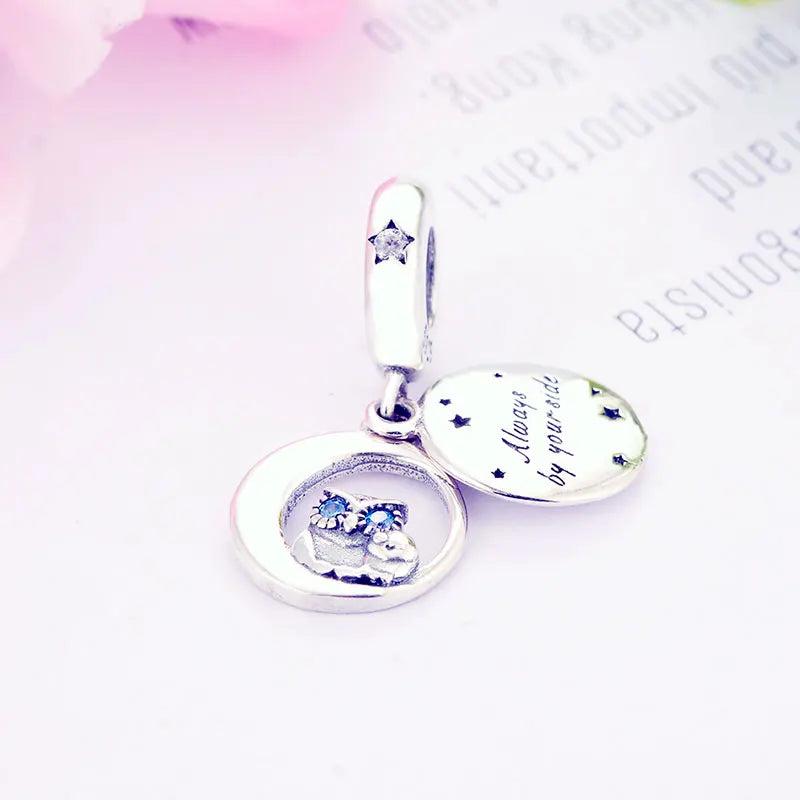 Mom Baby Owl Eye Star Sky Bead Pendant 925 Silver Charm Bracelet Making