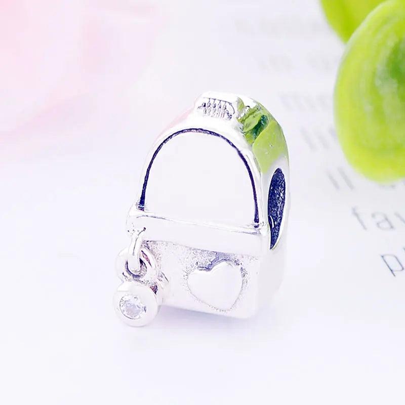 Travel Backpack Bag Fit Pan Charm Bracelet 925 Sterling Silver