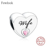 925 Silver Pink Zircon Heart Bead for Charm Bracelet