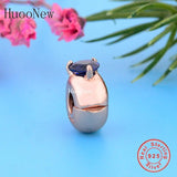 925 Silver Purple Zirconia Stopper Bead Charms for Women