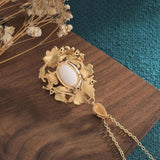Ancient Craftsmanship Hetian Jade Pendant Enamel Porcelain Flower Necklace