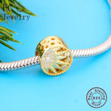 925 Silver Palm Tree Charm Bracelet for Summer Berloque