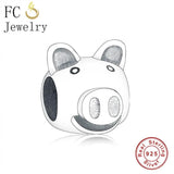 925 Sterling Silver Pig Piggy Piglet Bead Bracelet Charm