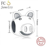 925 Sterling Silver Pig Piggy Piglet Bead Bracelet Charm