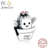 925 Silver Cactus Hug Prickly Pear Bead Bracelet Charm