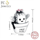 925 Silver Cactus Hug Prickly Pear Bead Bracelet Charm