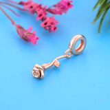925 Sterling Silver Mini Rose Flower Bead for Valentine Berloque