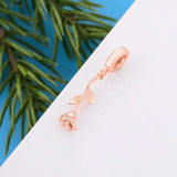 925 Sterling Silver Mini Rose Flower Bead for Valentine Berloque