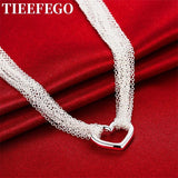 925 Silver Tassel Heart Multi-Line Chain Necklace