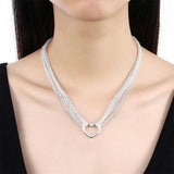 925 Silver Tassel Heart Multi-Line Chain Necklace