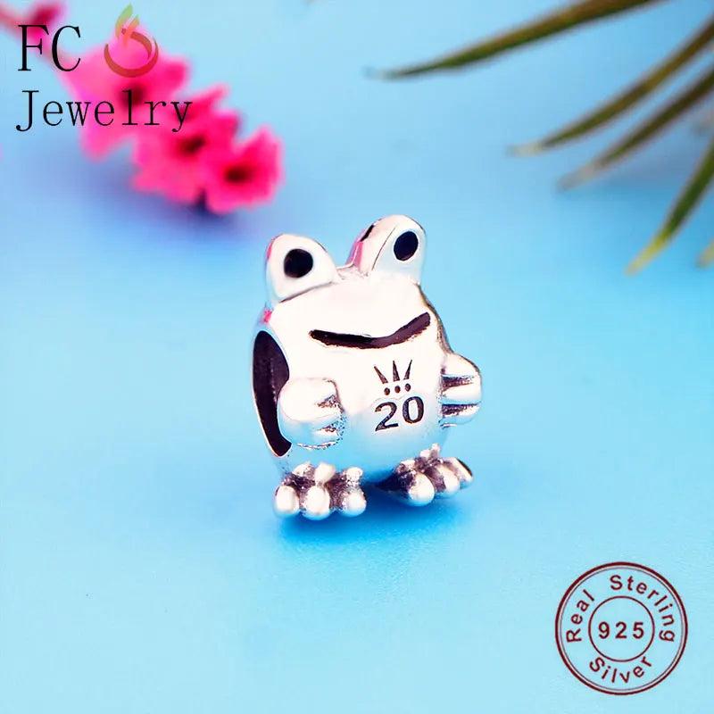 925 Silver Frog Charm Bracelet Bead Women Crown Berloque