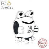 925 Silver Frog Charm Bracelet Bead Women Crown Berloque
