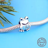 925 Silver Frog Charm Bracelet Bead Women Crown Berloque