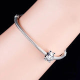 925 Silver Frog Charm Bracelet Bead Women Crown Berloque