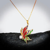 925 Silver Epoxy Butterfly Pearl Necklace