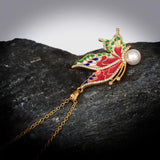 925 Silver Epoxy Butterfly Pearl Necklace