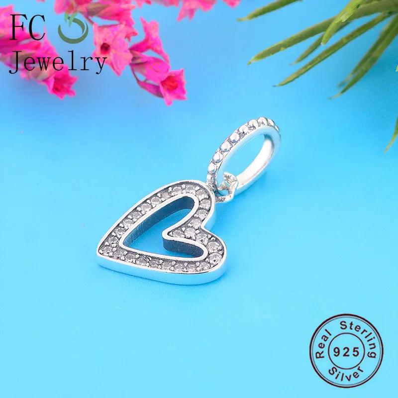 925 Silver Heart Charms Bracelet with CZ Bead for Women