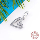 925 Silver Heart Charms Bracelet with CZ Bead for Women