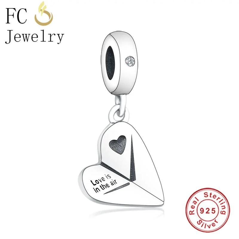 925 Sterling Silver Love Air Paper Plane Charm Bracelet