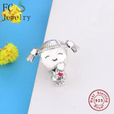 925 Silver Pigtail Pink Heart Charms for Bracelet Making