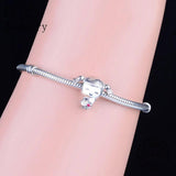 925 Silver Pigtail Pink Heart Charms for Bracelet Making