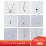 925 Silver Zircon Round Tassel Pendant Necklace Women Jewelry