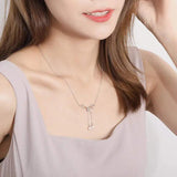 925 Silver Zircon Round Tassel Pendant Necklace Women Jewelry