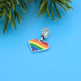 925 Silver Rainbow Heart LGBTIQ+ Bracelet Charm DIY