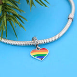 925 Silver Rainbow Heart LGBTIQ+ Bracelet Charm DIY