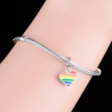 925 Silver Rainbow Heart LGBTIQ+ Bracelet Charm DIY