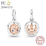 925 Sterling Silver Rose CZ Circle Symbol Bead Charm Bracelet