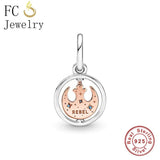 925 Sterling Silver Rose CZ Circle Symbol Bead Charm Bracelet