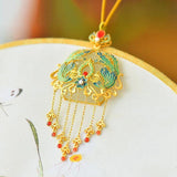 Handcrafted Chalcedony Enamel Phoenix Necklace