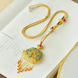 Handcrafted Chalcedony Enamel Phoenix Necklace