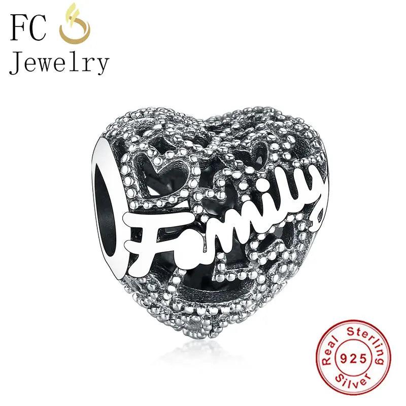 925 Silver Heart Bead for Family Bracelet Making