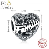 925 Silver Heart Bead for Family Bracelet Making